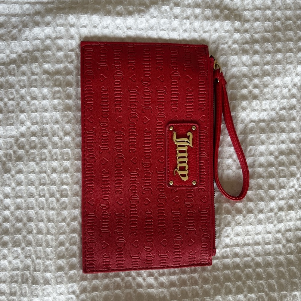 Red Juicy Couture clutch bag with gold logo